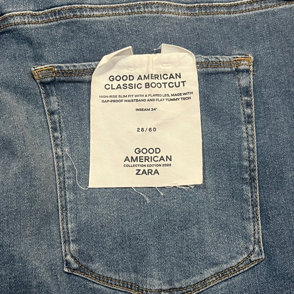 Good American Zara High Rise Classic Bootcut Jeans Blue 28/60 Collection 2022 - Picture 3 of 10